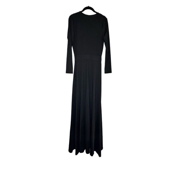 Moda International Plunge V-Neck Split Front Long Sleeve Maxi Dress Black Medium - Picture 4 of 6